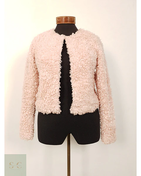 Abrigo eco piel H&M rosa pastel TALLA XS