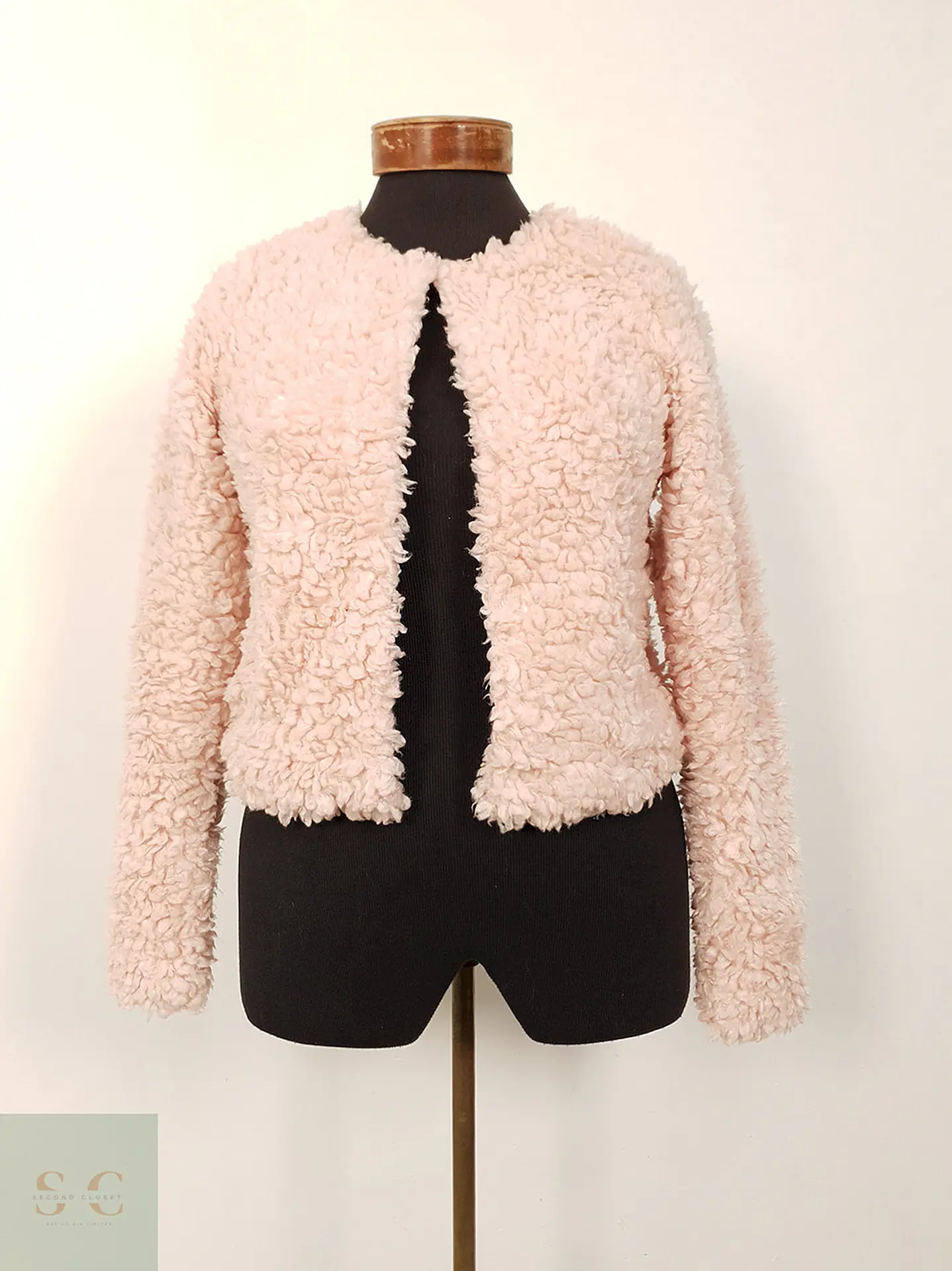 Abrigo eco piel H&M rosa pastel TALLA XS 1