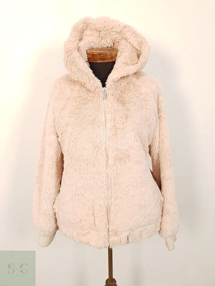 Abrigo eco piel Hailys rosa con capucha TALLA XL 4
