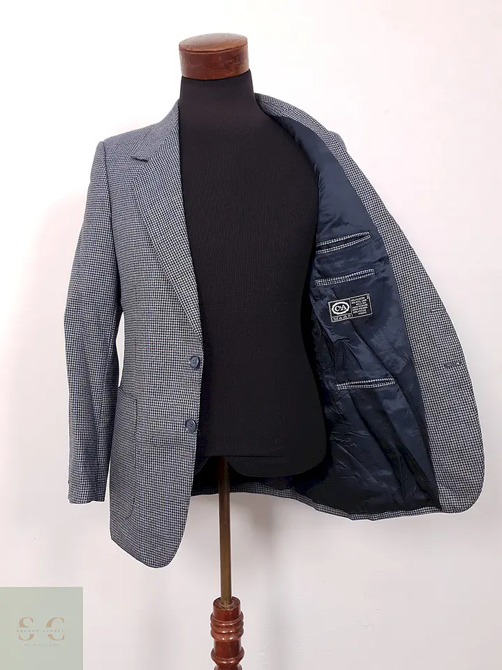 Veston Blazer Clásico - Lana Virgen - chaqueta pata de gallo – Talla S 1