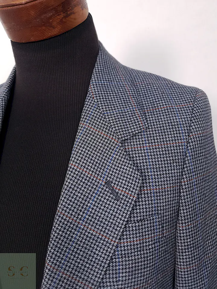 Veston Blazer Clásico - Lana Virgen - chaqueta pata de gallo – Talla S 4