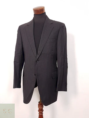 Blazer Canali Negro Raya Diplomática Lana Sastrería Italiana Talla L