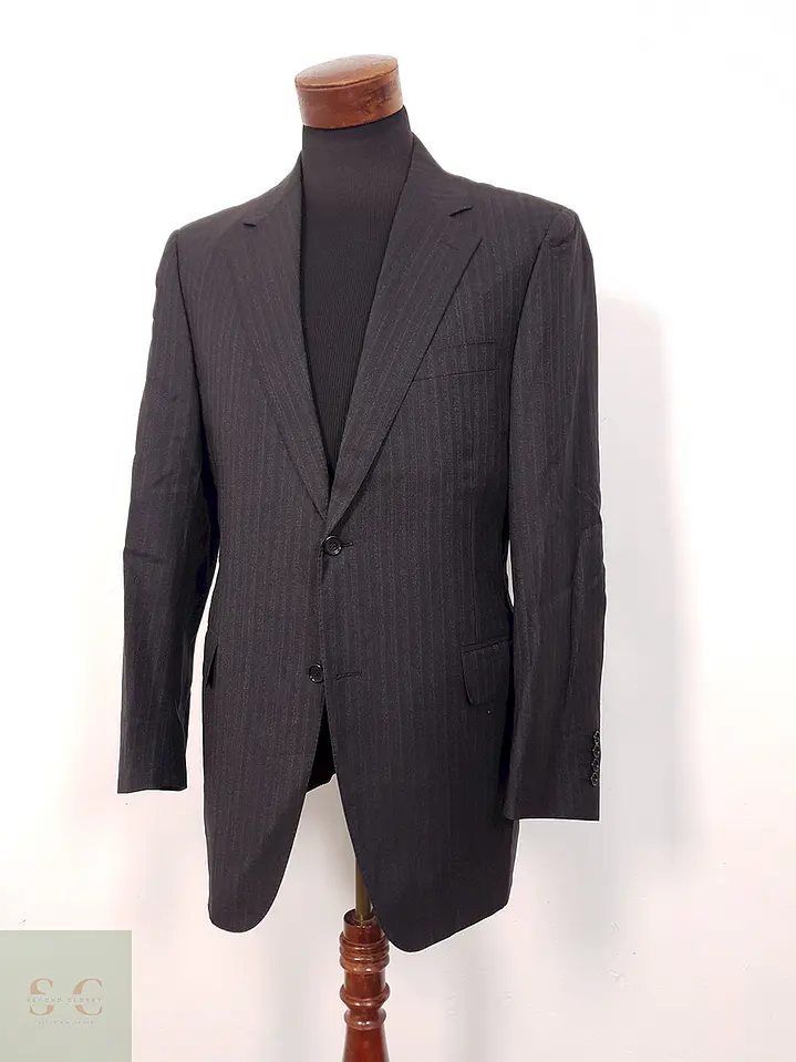 Blazer Canali Negro Raya Diplomática Lana Sastrería Italiana Talla L 1