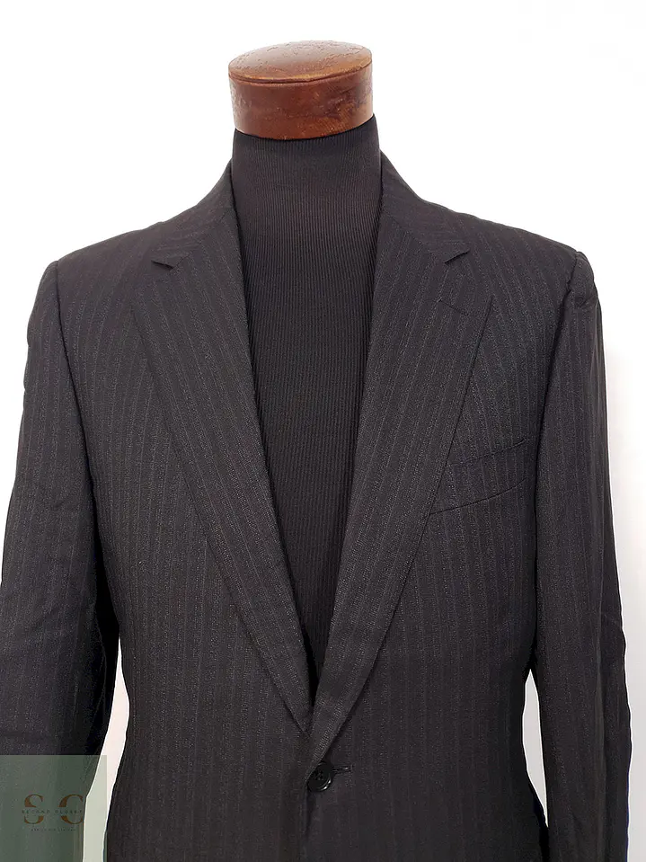 Blazer Canali Negro Raya Diplomática Lana Sastrería Italiana Talla L 4