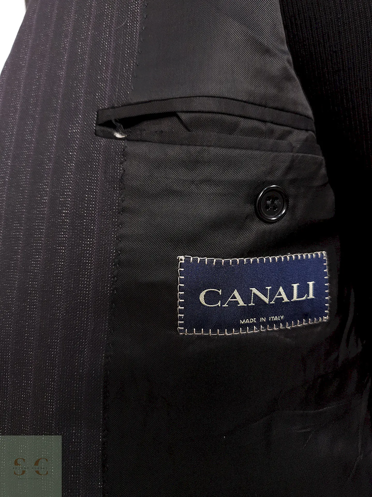 Blazer Canali Negro Raya Diplomática Lana Sastrería Italiana Talla L 5