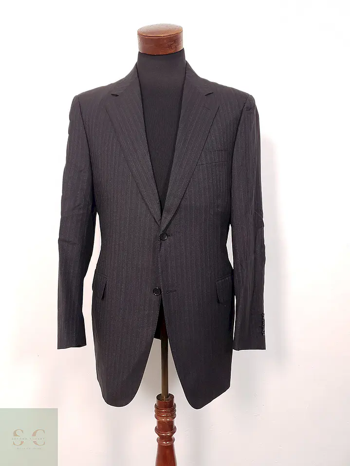 Blazer Canali Negro Raya Diplomática Lana Sastrería Italiana Talla L 6