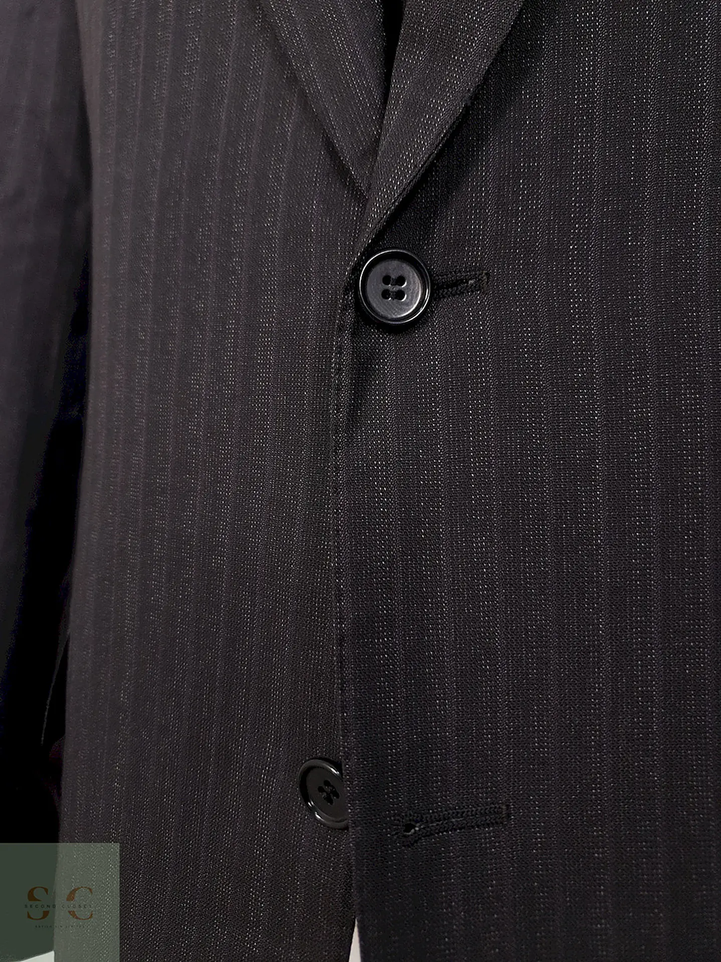 Blazer Canali Negro Raya Diplomática Lana Sastrería Italiana Talla L 7