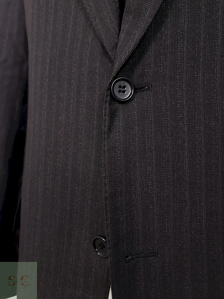 Blazer Canali Negro Raya Diplomática Lana Sastrería Italiana Talla L 7