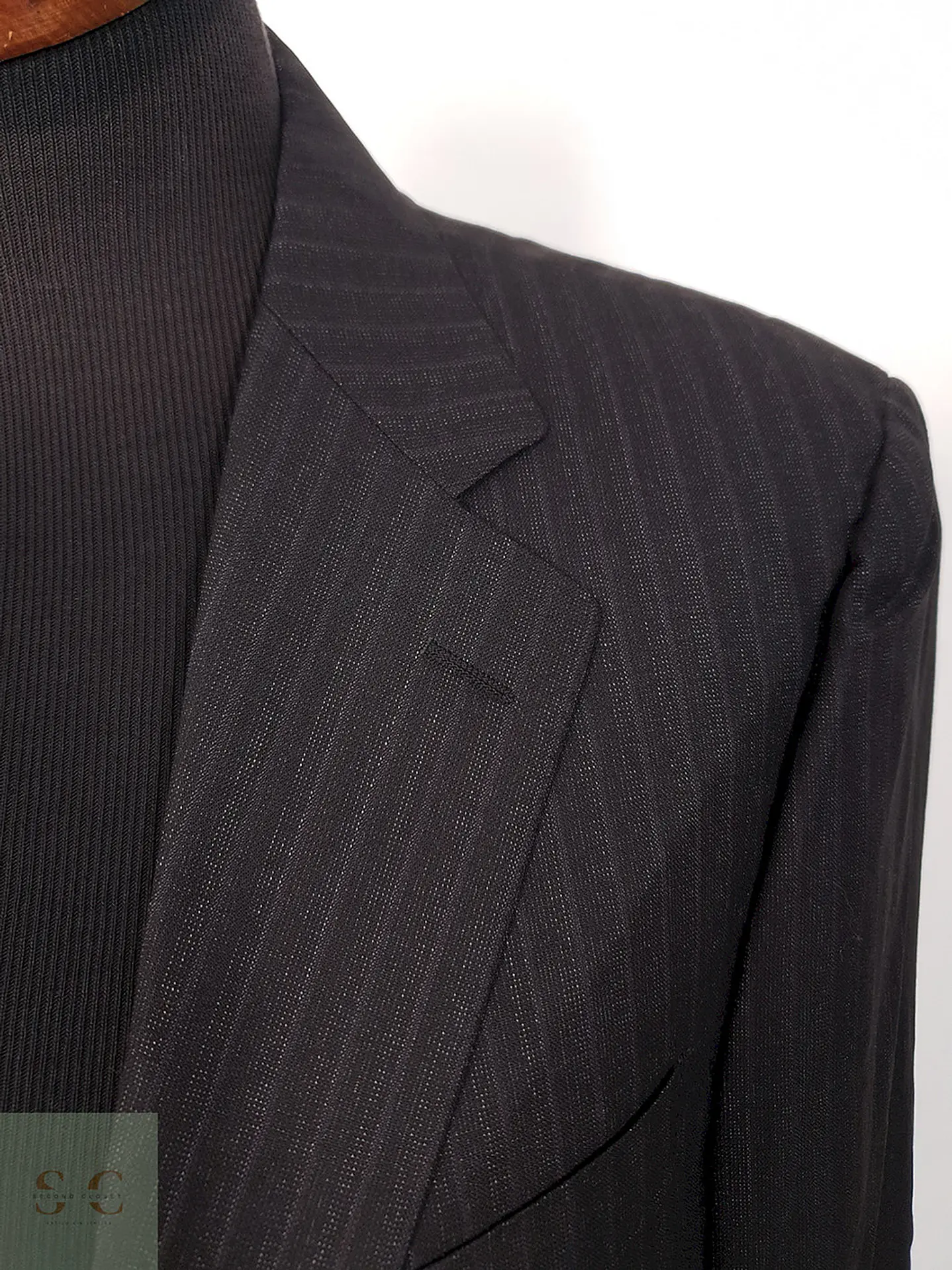 Blazer Canali Negro Raya Diplomática Lana Sastrería Italiana Talla L 8