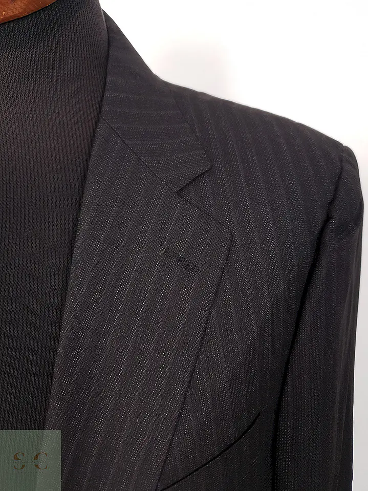 Blazer Canali Negro Raya Diplomática Lana Sastrería Italiana Talla L 8