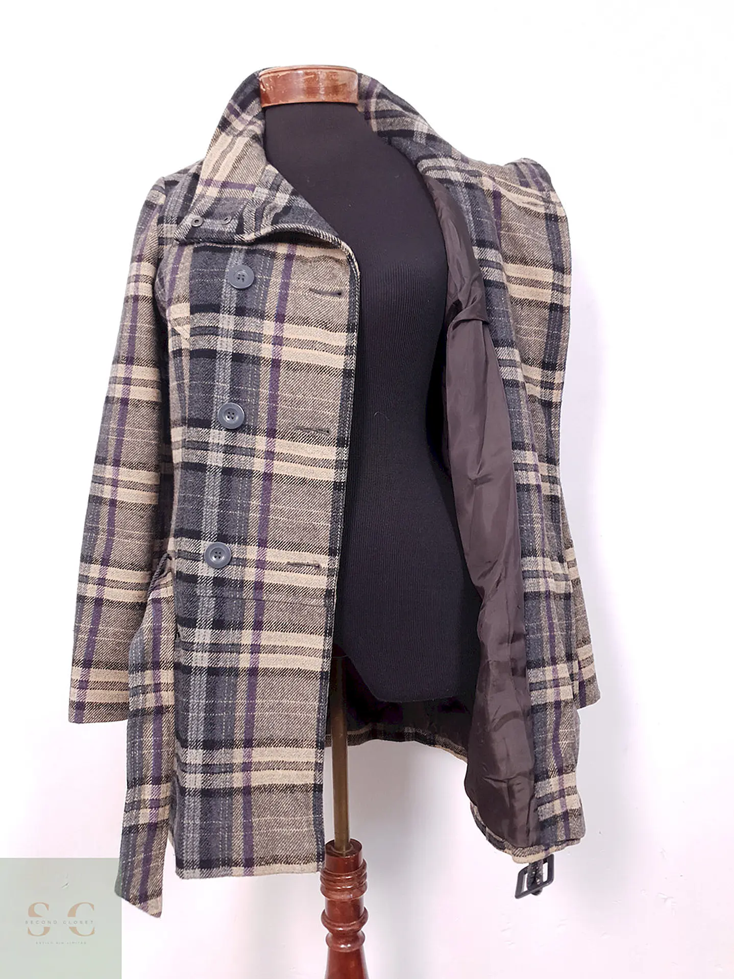Abrigo F&F Marinero Café Beige Mezcla Lana - Talla S 2