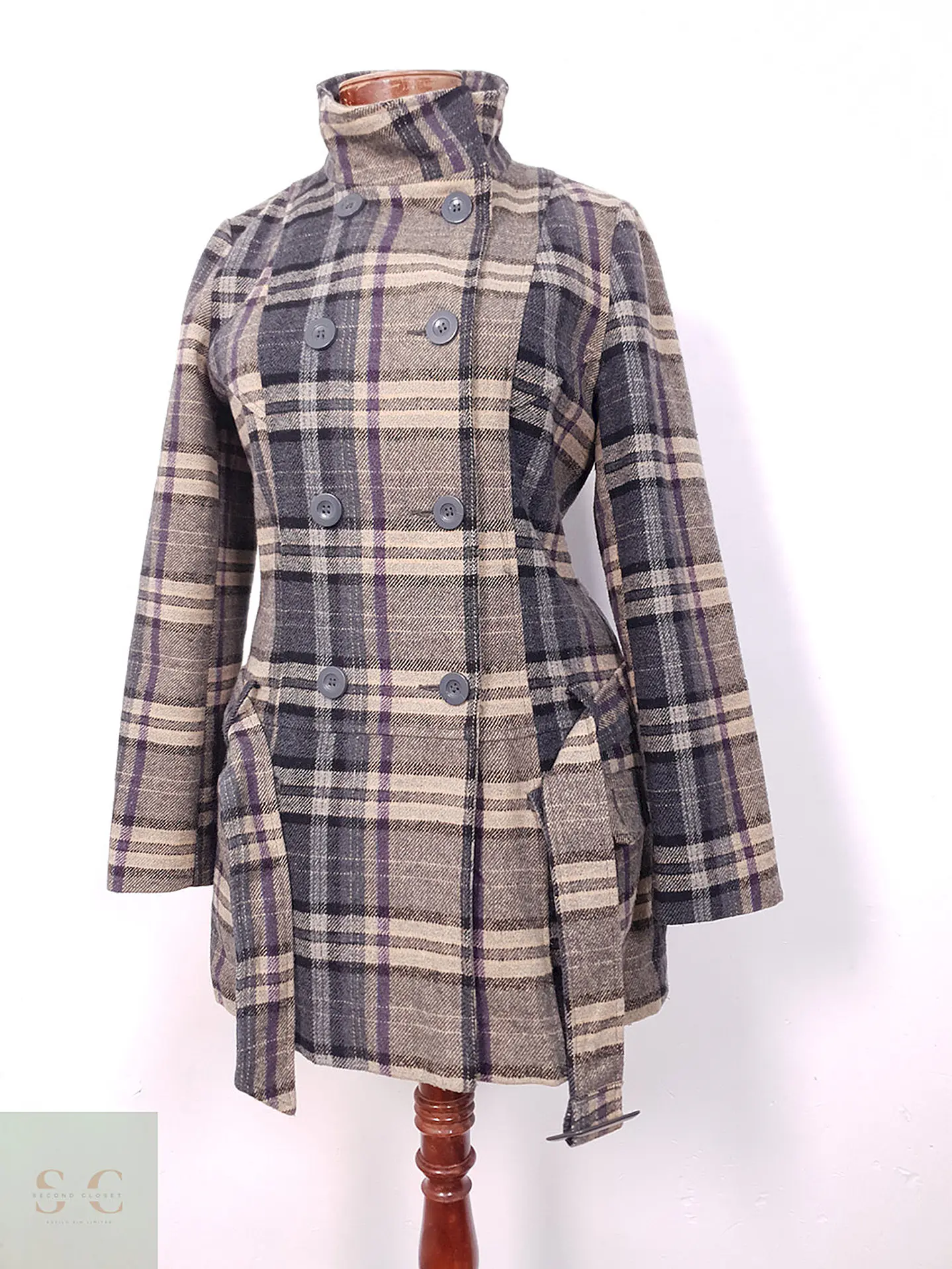Abrigo F&F Marinero Café Beige Mezcla Lana - Talla S 7
