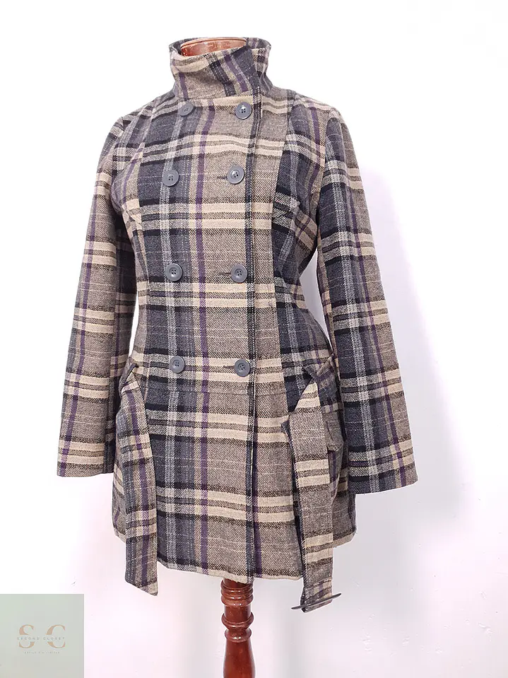 Abrigo F&F Marinero Café Beige Mezcla Lana - Talla S 7