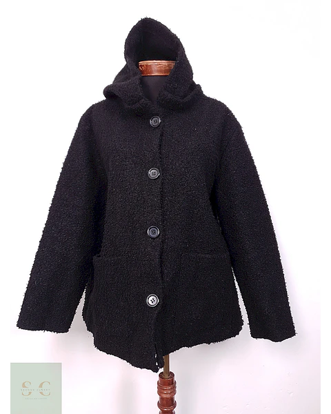Abrigo Beloved Woman Negro Bouclé con Capucha – TALLA L