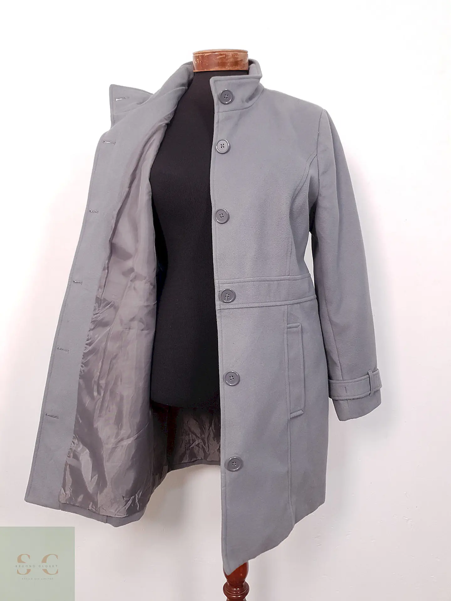 Abrigo Vintage Sintético Gris - Talla L 4