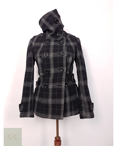 Abrigo Generation Marinero Ligero Negro Gris Lana premium - Talla XS