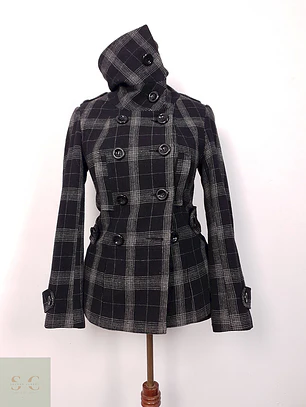 Abrigo Generation Marinero Ligero Negro Gris 55% Lana - Talla XS