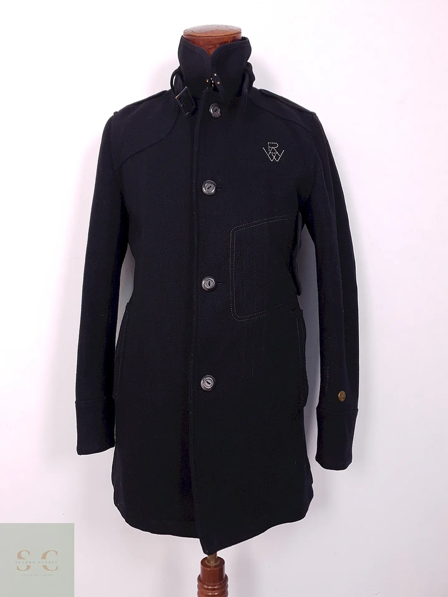 Abrigo Negro G Raw Star 70% Lana - Talla S 1