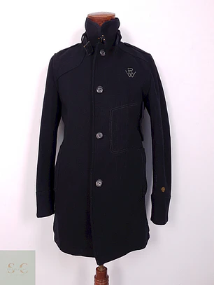 Abrigo Negro G Raw Star 70% Lana - Talla S