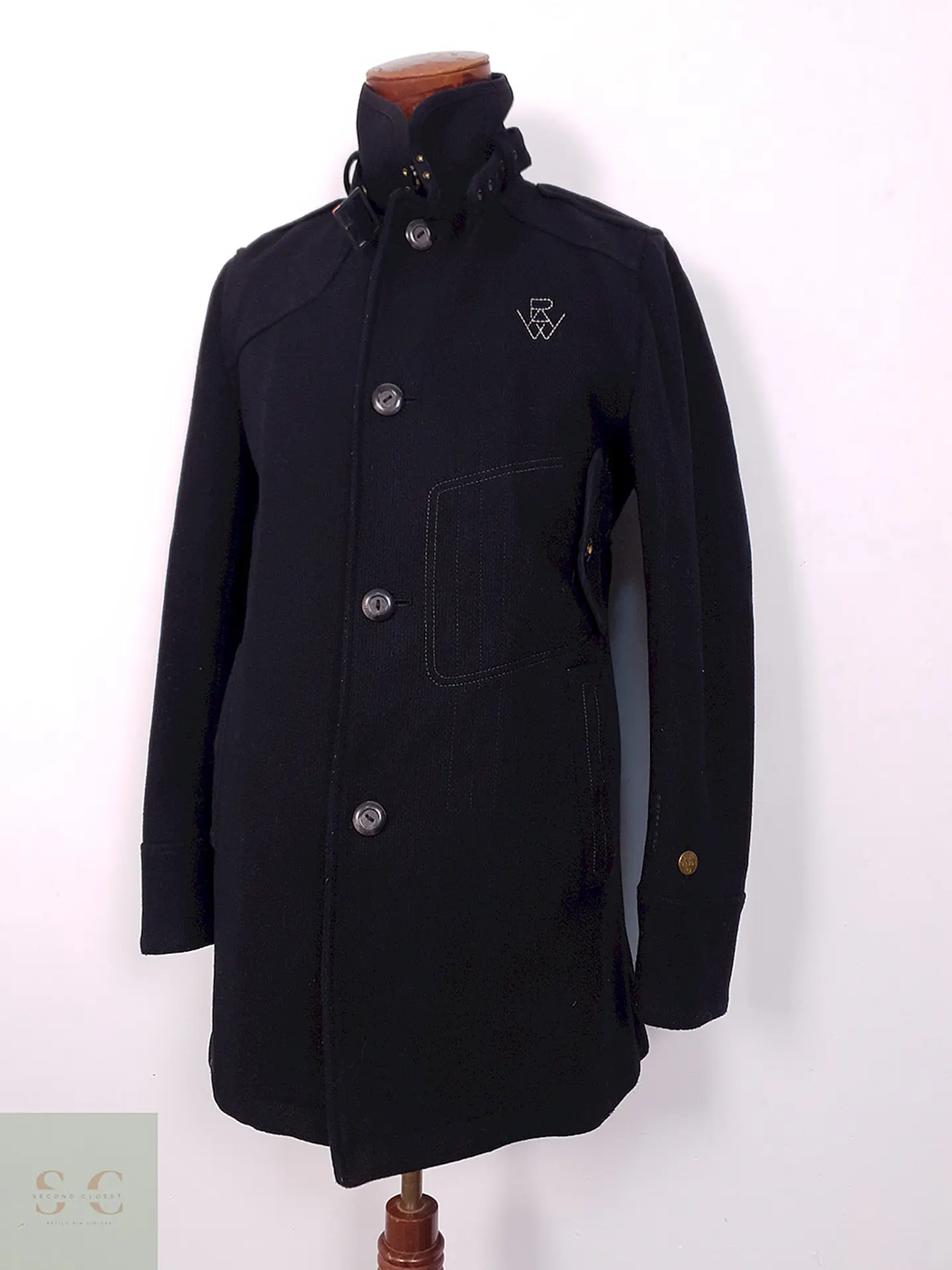 Abrigo Negro G Raw Star 70% Lana - Talla S 5