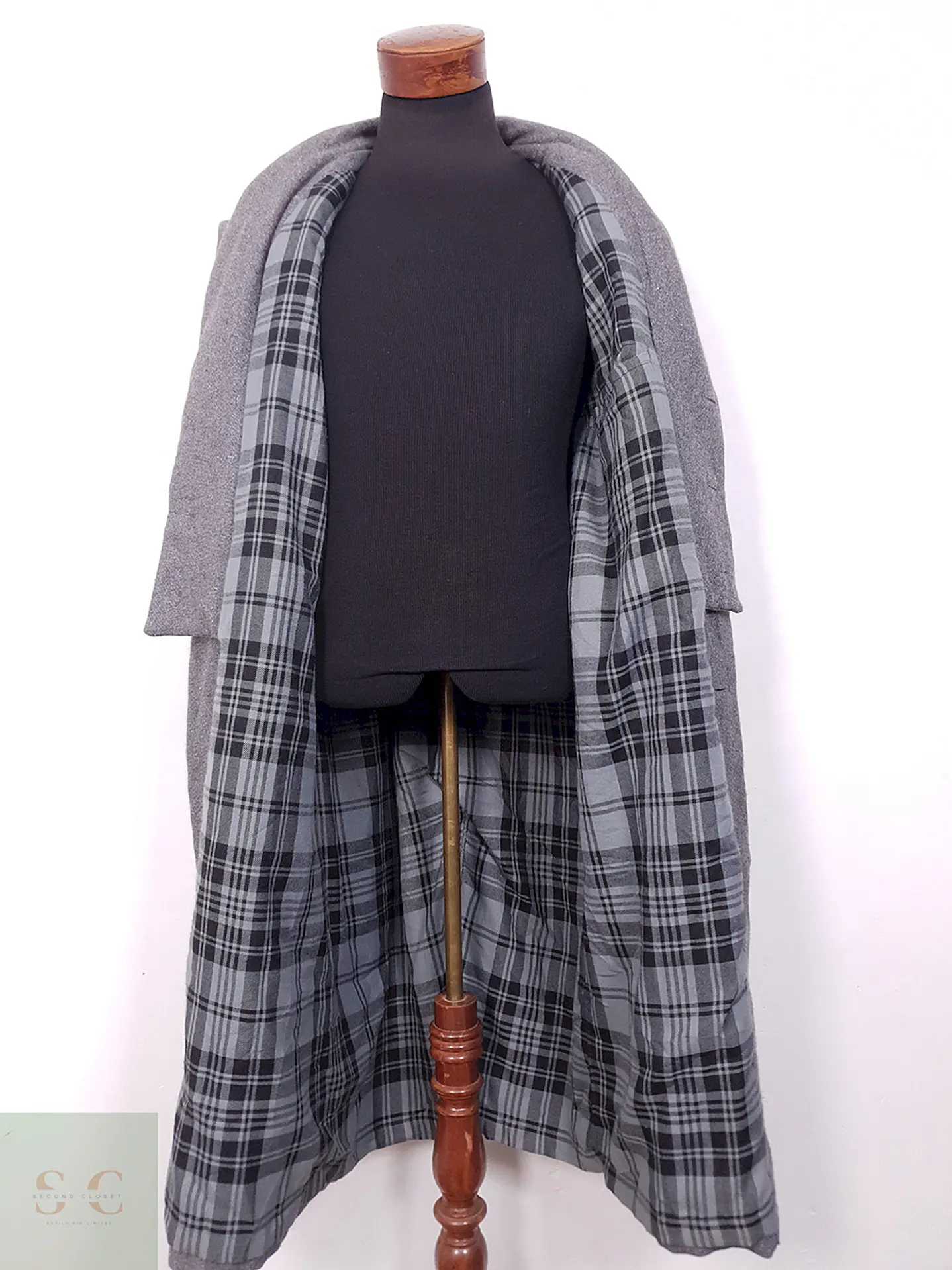Abrigo Vintage Largo Gris con Chaleco Fijo - Talla 3XL 4