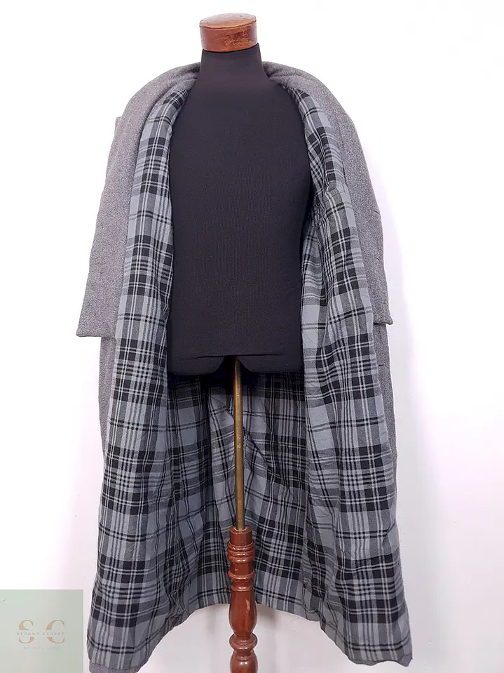 Abrigo Vintage Largo Gris con Chaleco Fijo - Talla 3XL 4