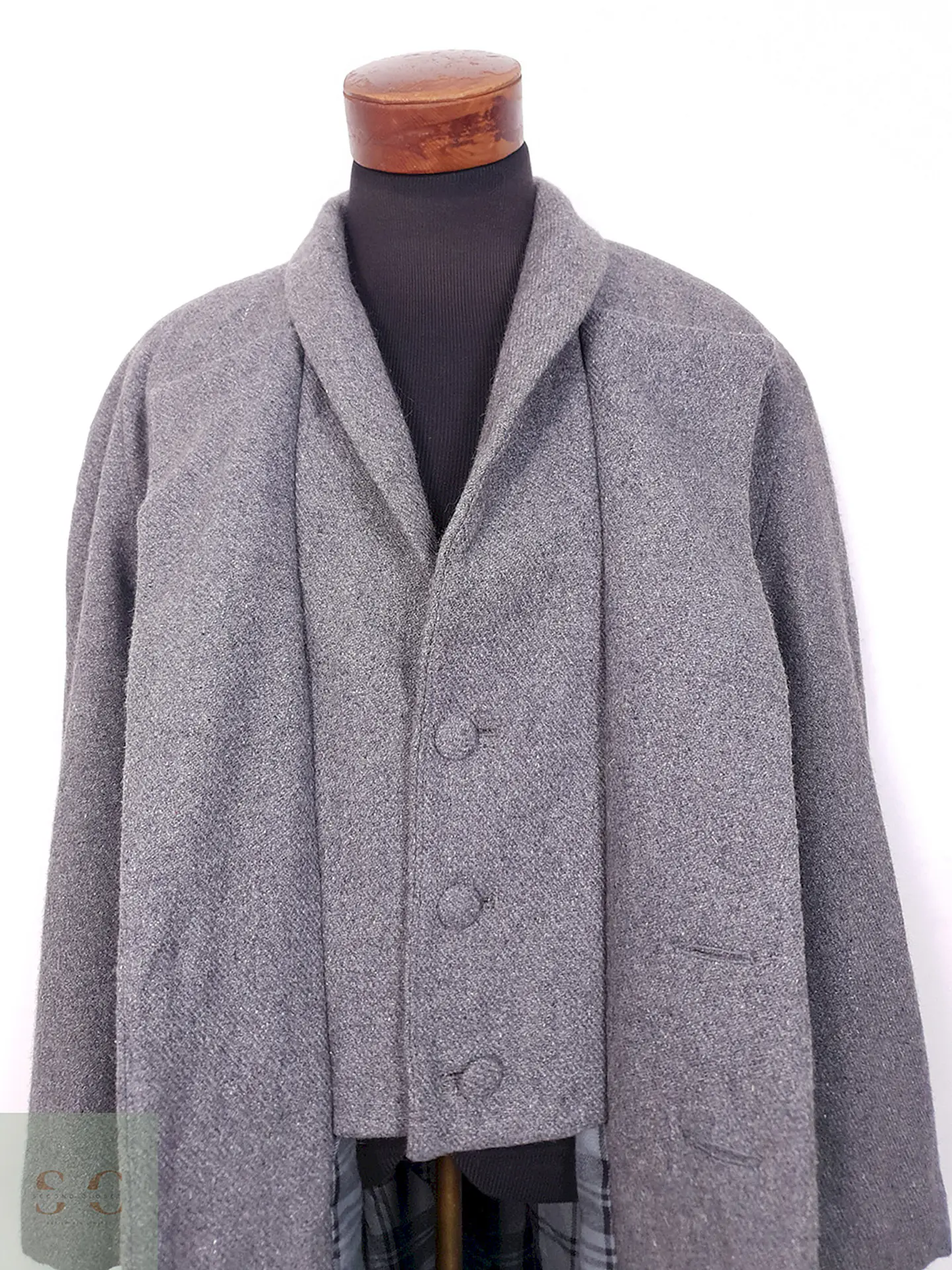 Abrigo Vintage Largo Gris con Chaleco Fijo - Talla 3XL 6