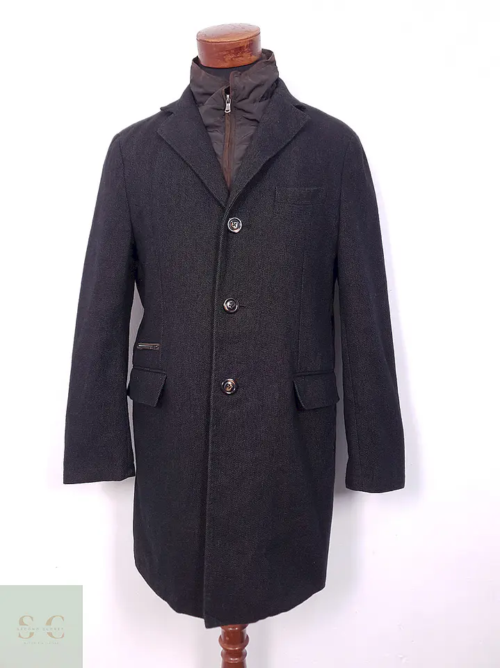Abrigo Café Mario Barutti Algodón Pechera Desmontable - Talla M 1