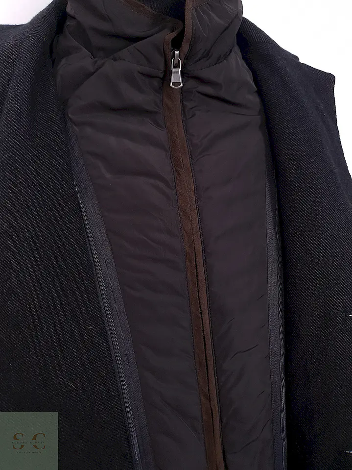 Abrigo Café Mario Barutti Algodón Pechera Desmontable - Talla M 5