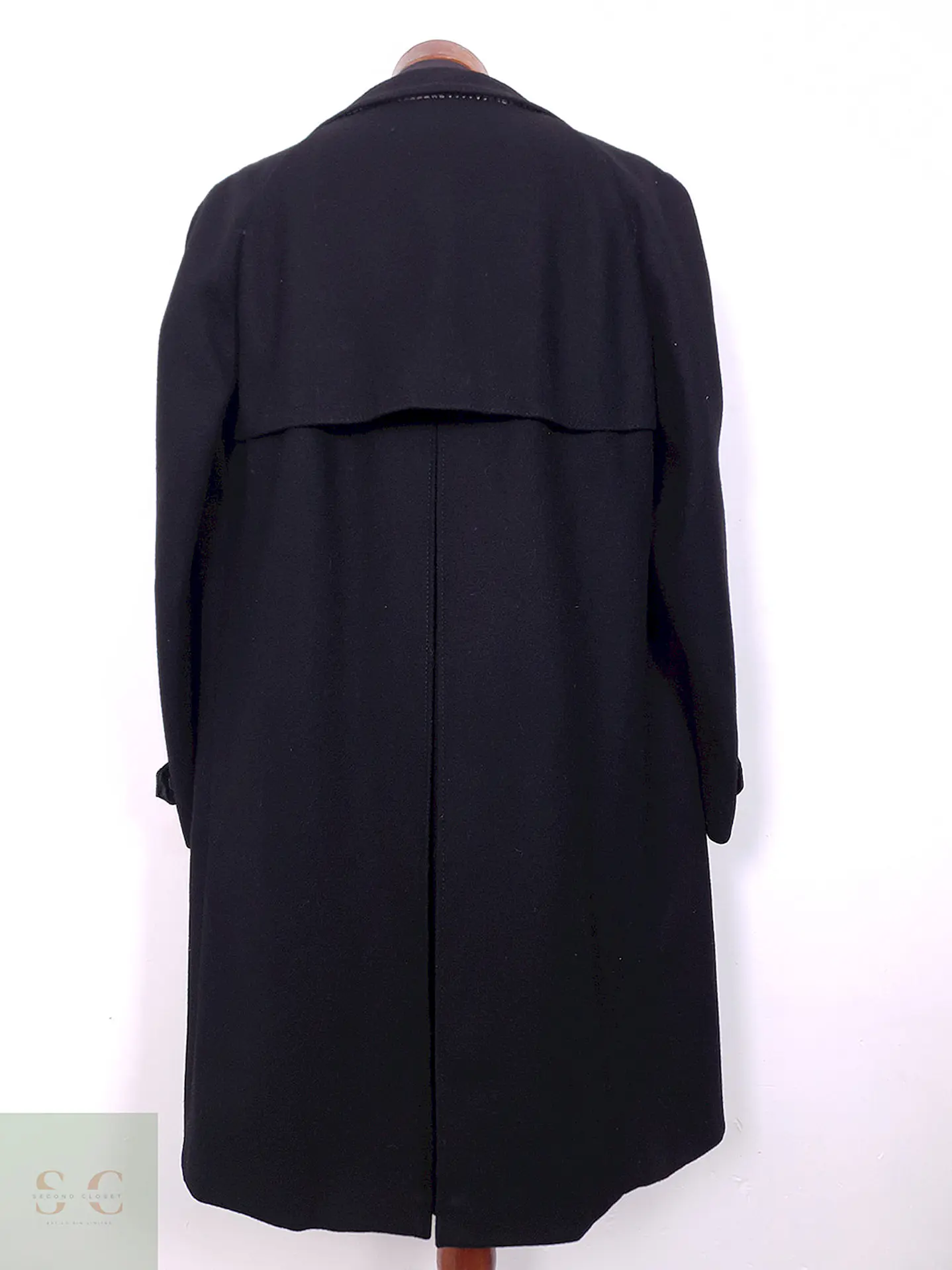Abrigo Largo Negro 100% Lana Virgen Rikson - Talla L 6