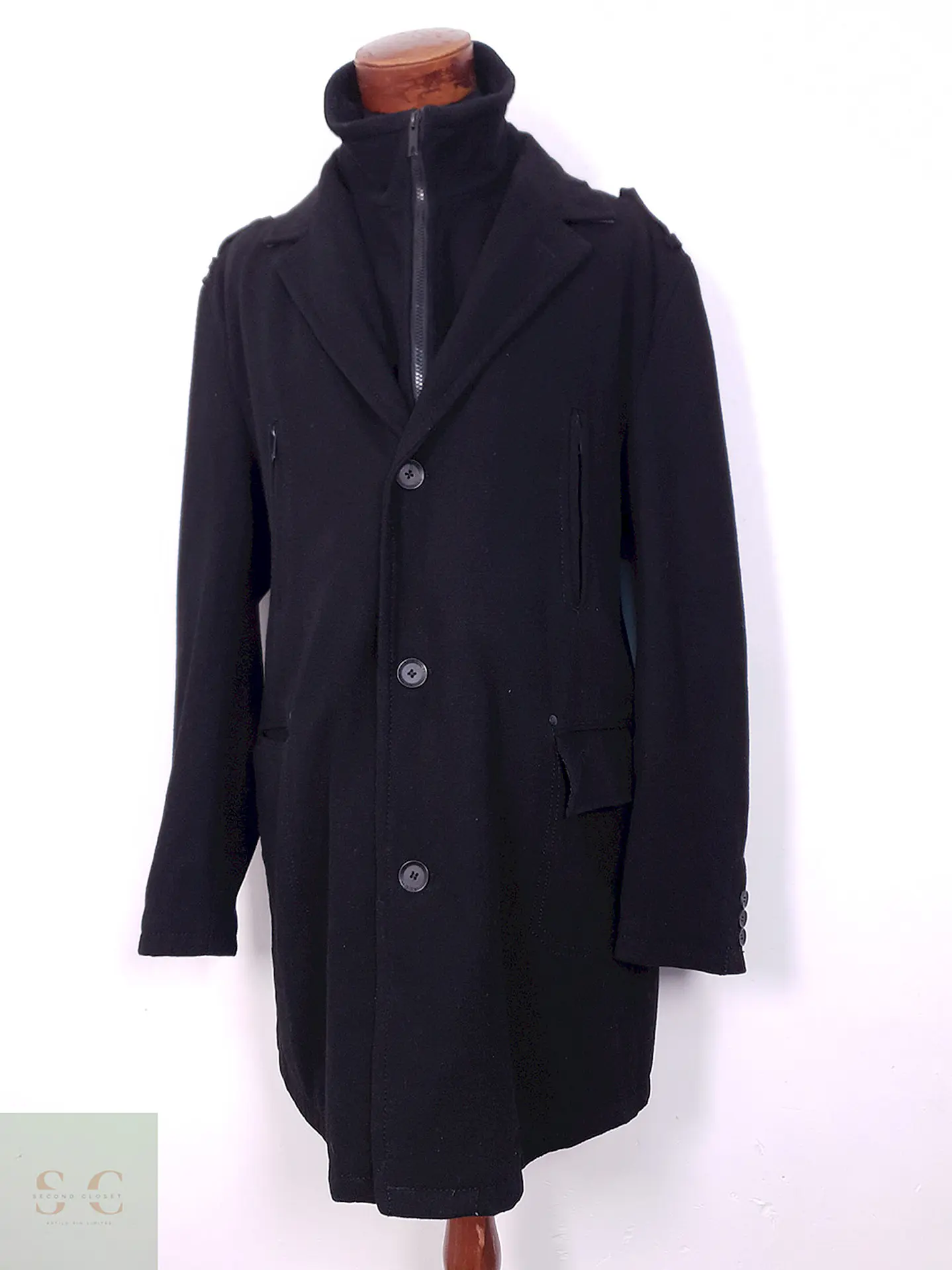 Abrigo Angelo Litrico Negro 60% Lana - Talla XL 1