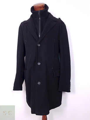 Abrigo Angelo Litrico Negro 60% Lana - Talla XL