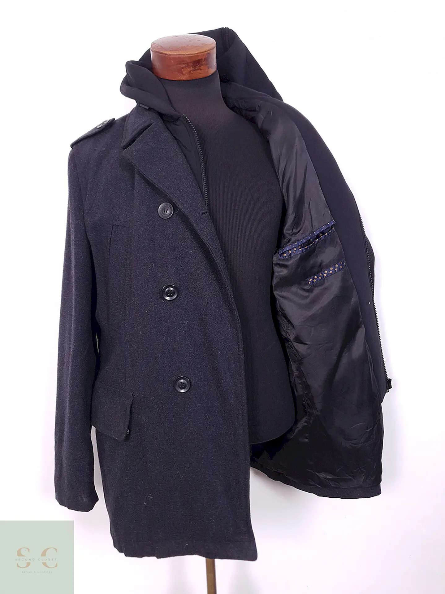 Abrigo Marinero Angelo Litrico Plomo 65% Lana - Talla M 8