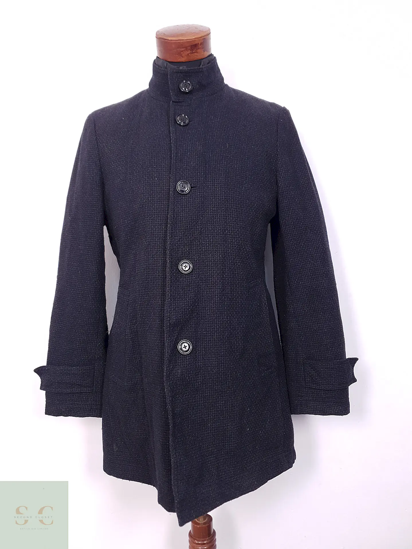 Abrigo Tres Cuartos S. Oliver Azul 50% Lana - Talla M 1