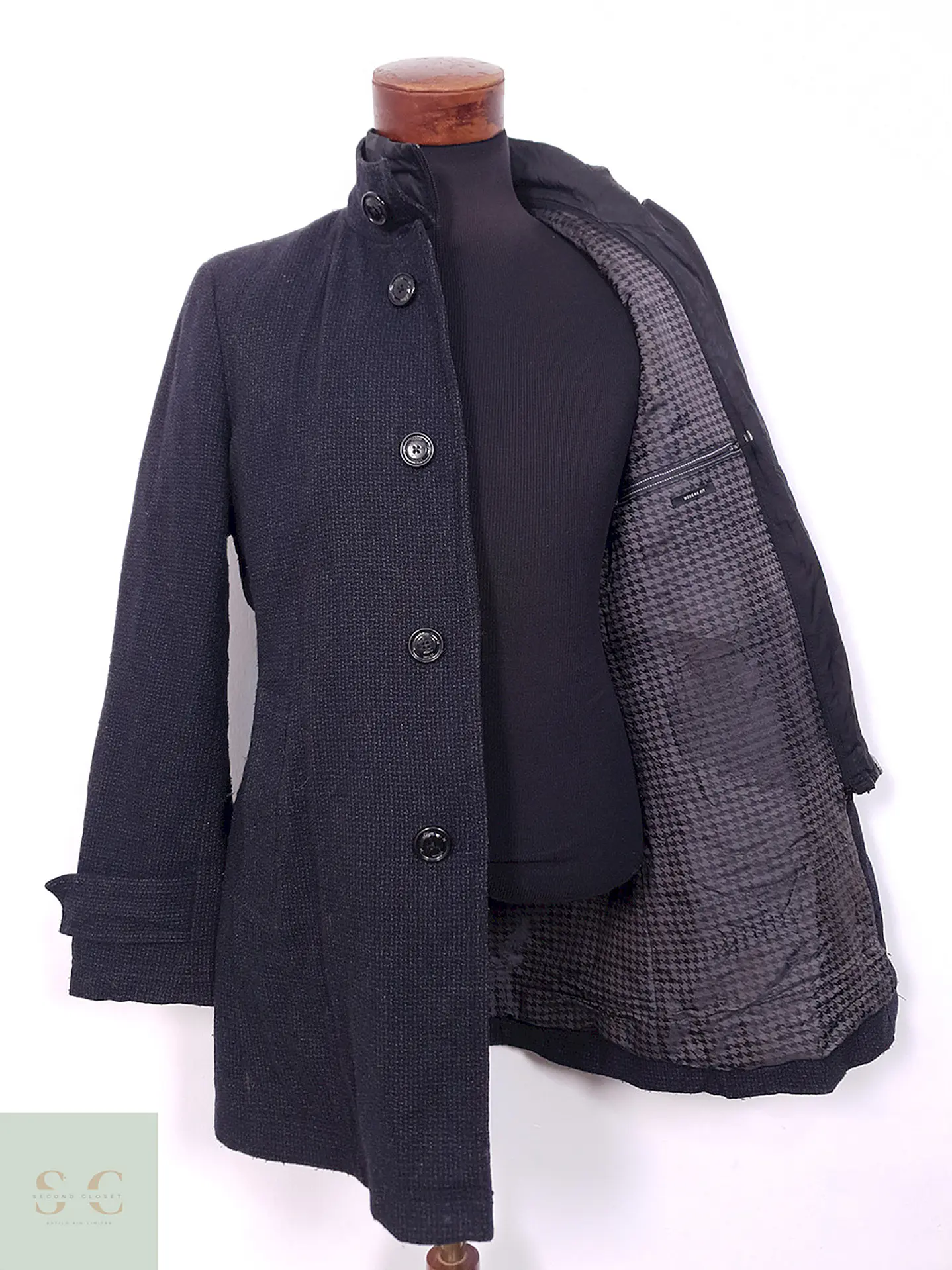Abrigo Tres Cuartos S. Oliver Azul 50% Lana - Talla M 9
