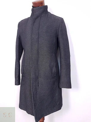Abrigo Plomo Zara Mezcla Lana - Talla M