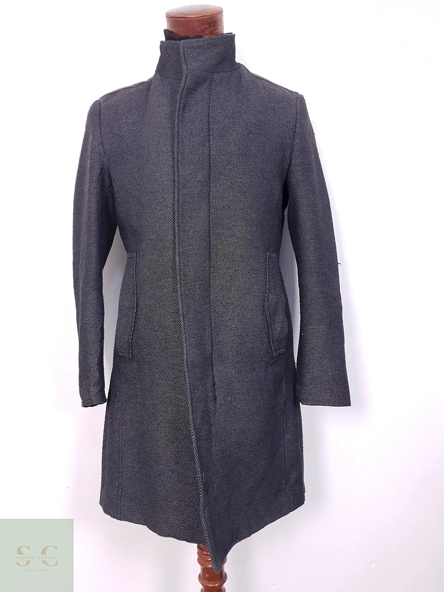 Abrigo Plomo Zara Mezcla Lana - Talla M 2