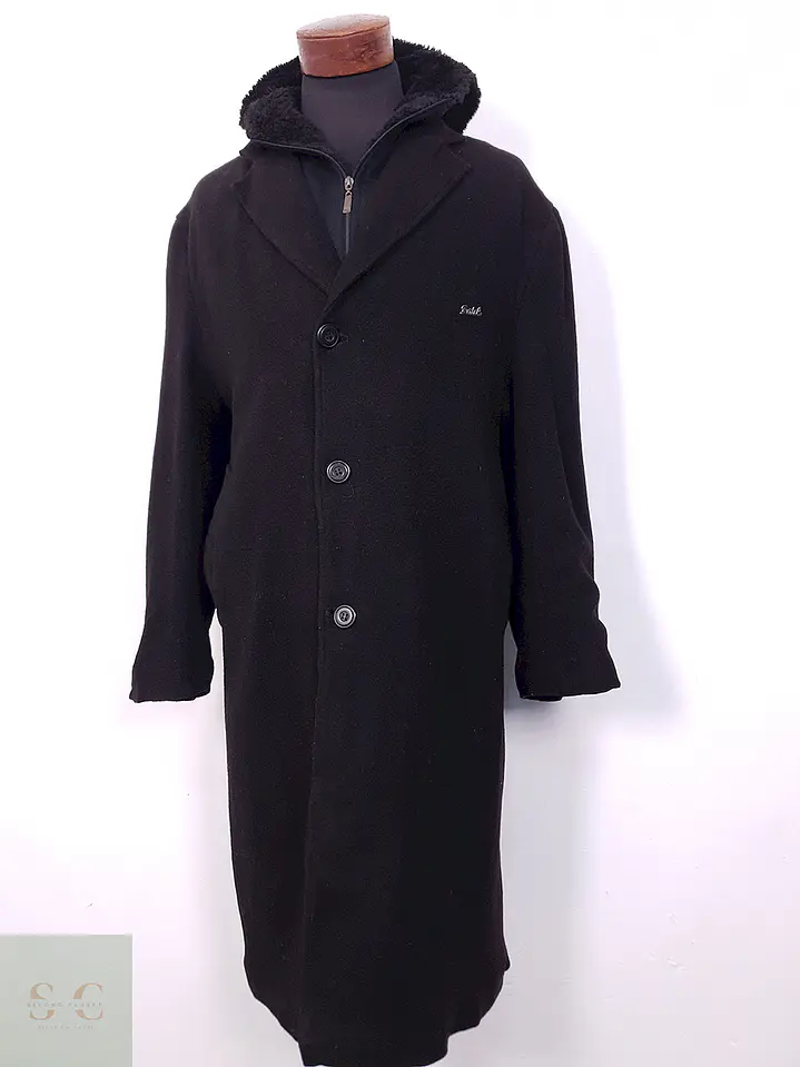 Abrigo Largo Datch Negro Lana con Gorro - Talla XL 2