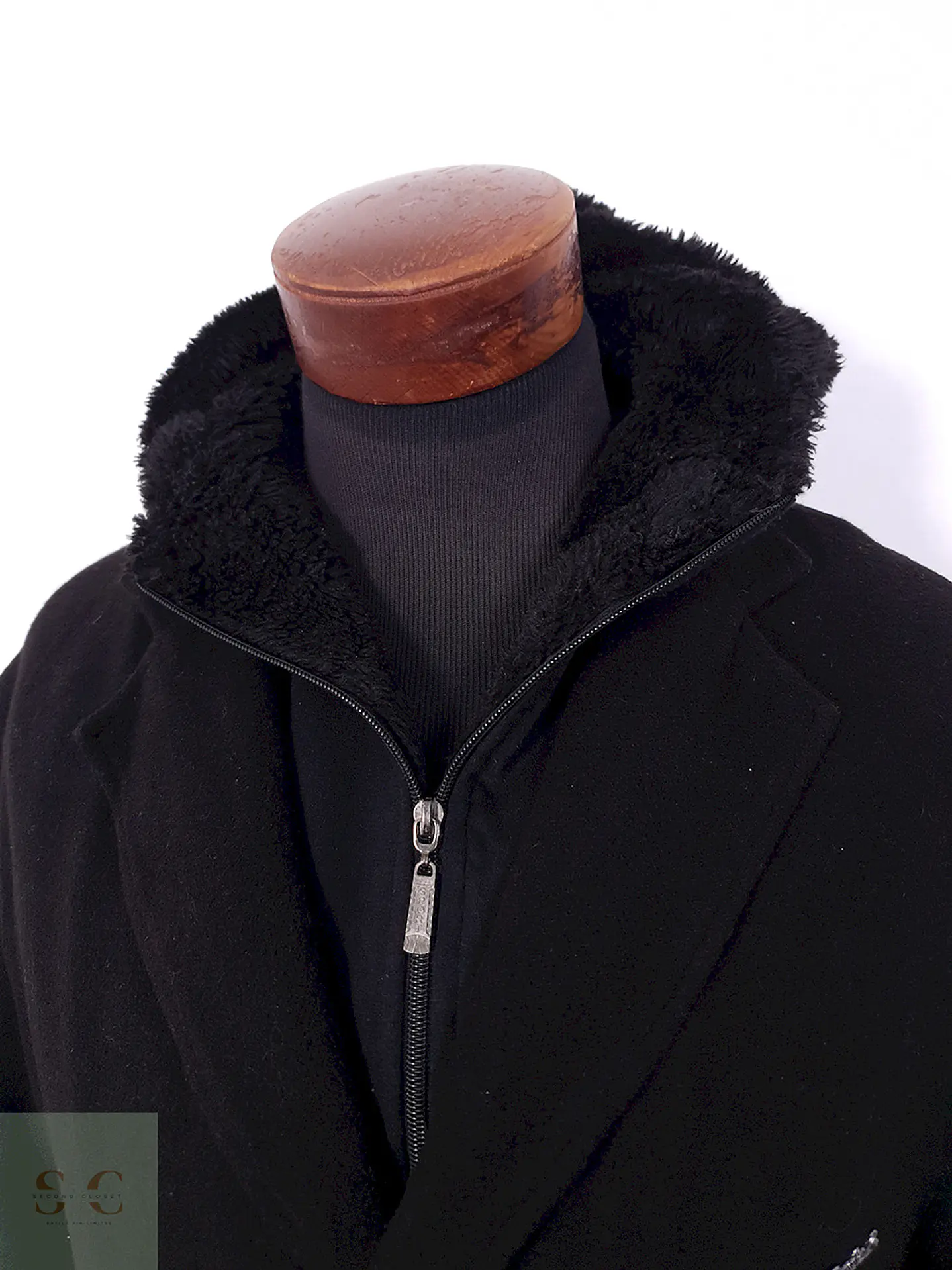 Abrigo Largo Datch Negro Lana con Gorro - Talla XL 4