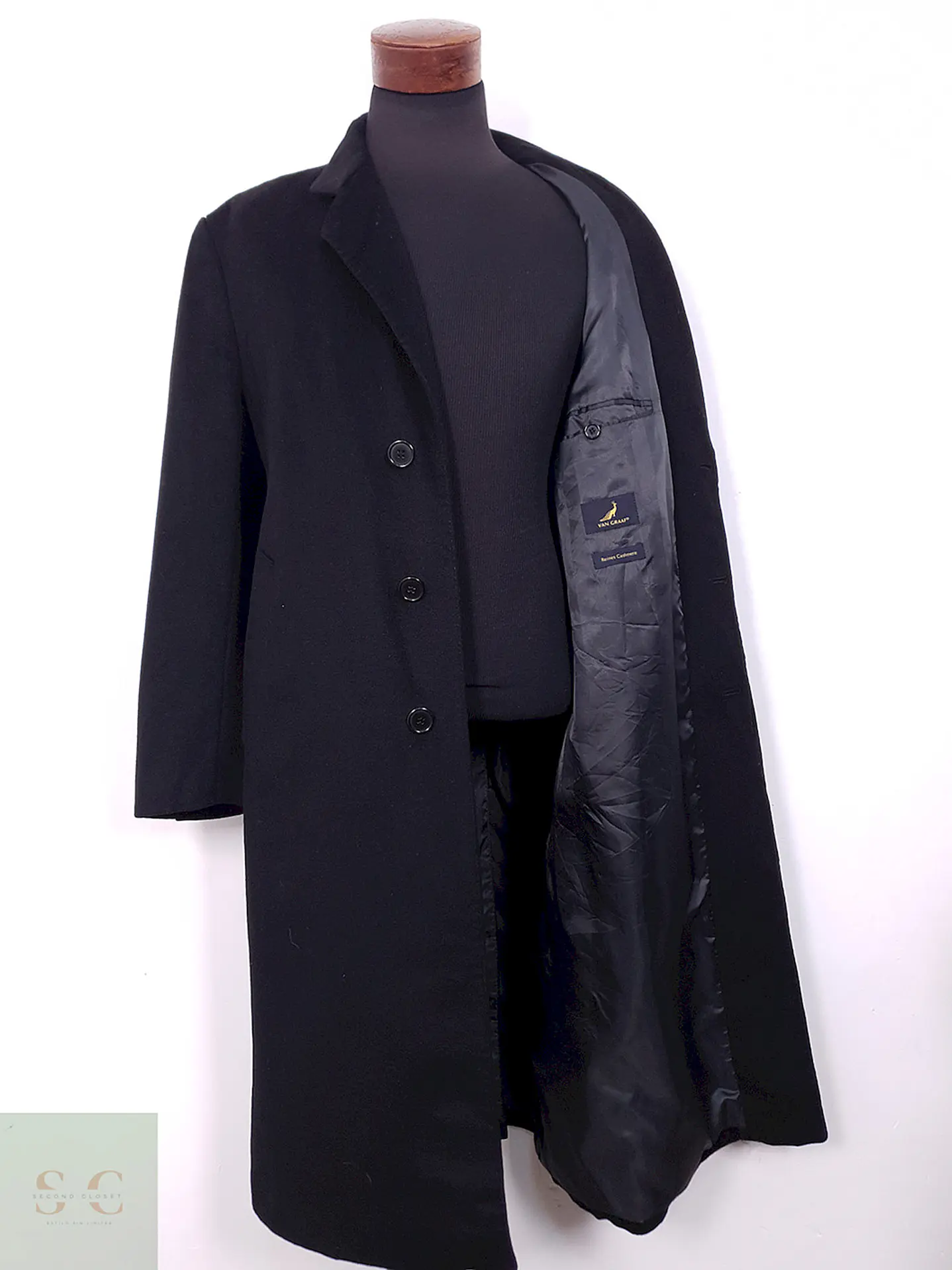 Abrigo Largo Van Graaf 100% Cashmere Negro - Talla L 4