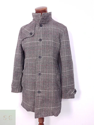 Abrigo Tom Tailor Plomo Mezcla Lana Pechera Fija - Talla M