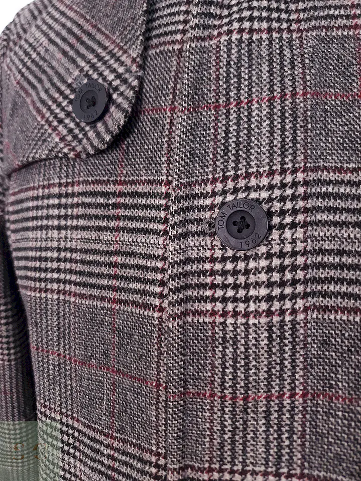 Abrigo Tom Tailor Plomo Mezcla Lana Pechera Fija - Talla M 3