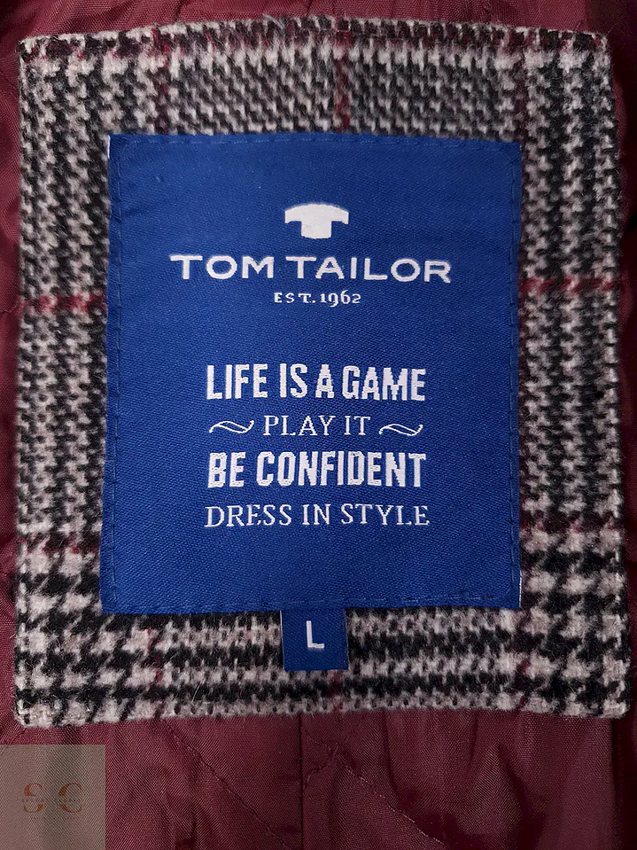 Abrigo Tom Tailor Plomo Mezcla Lana Pechera Fija - Talla M 6