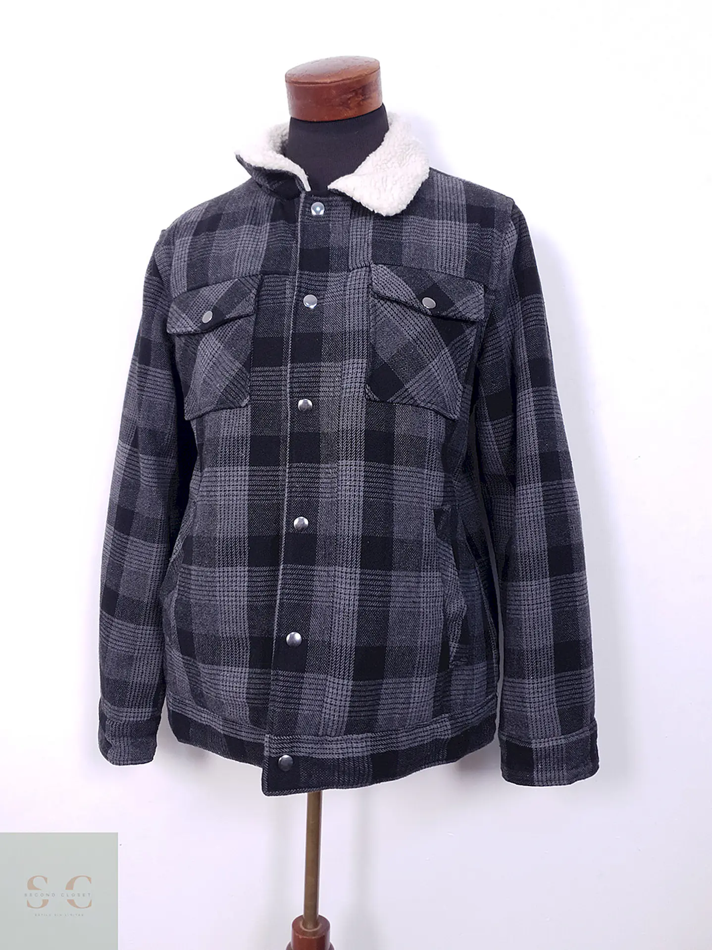 Chaqueta Identic Man Cuadros Plomo y Negro - Talla M 1