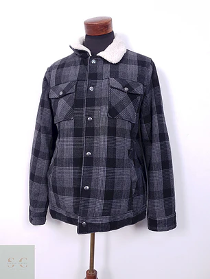 Chaqueta Identic Man Cuadros Plomo y Negro - Talla M