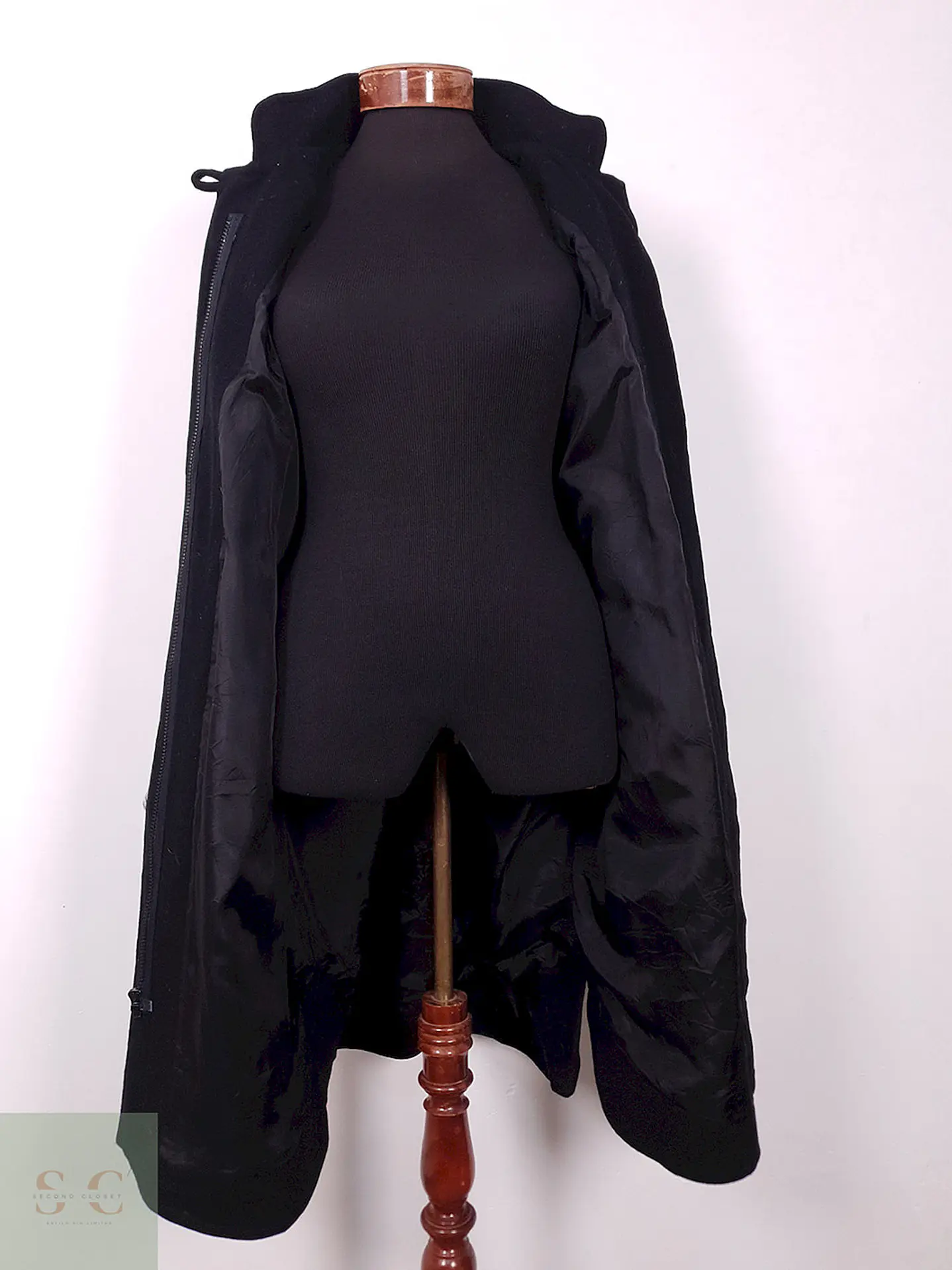 Abrigo Mujer Largo Negro Lana Herman Kay – TALLA 3XL 6