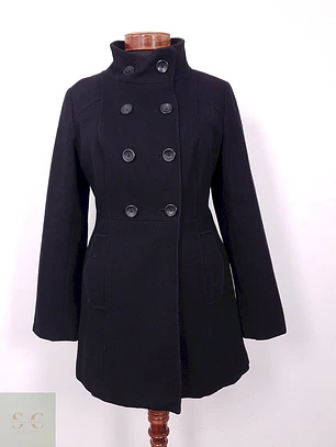 Abrigo Mujer Negro Cruzado Old Navy Lana – TALLA SM