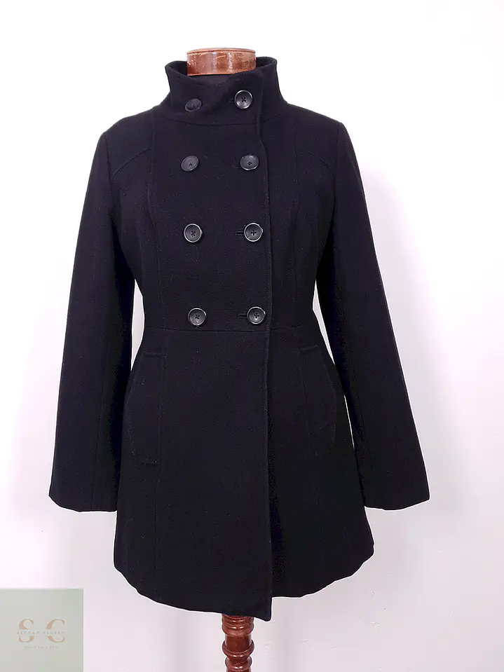 Abrigo Mujer Negro Cruzado Old Navy Lana – TALLA SM 1