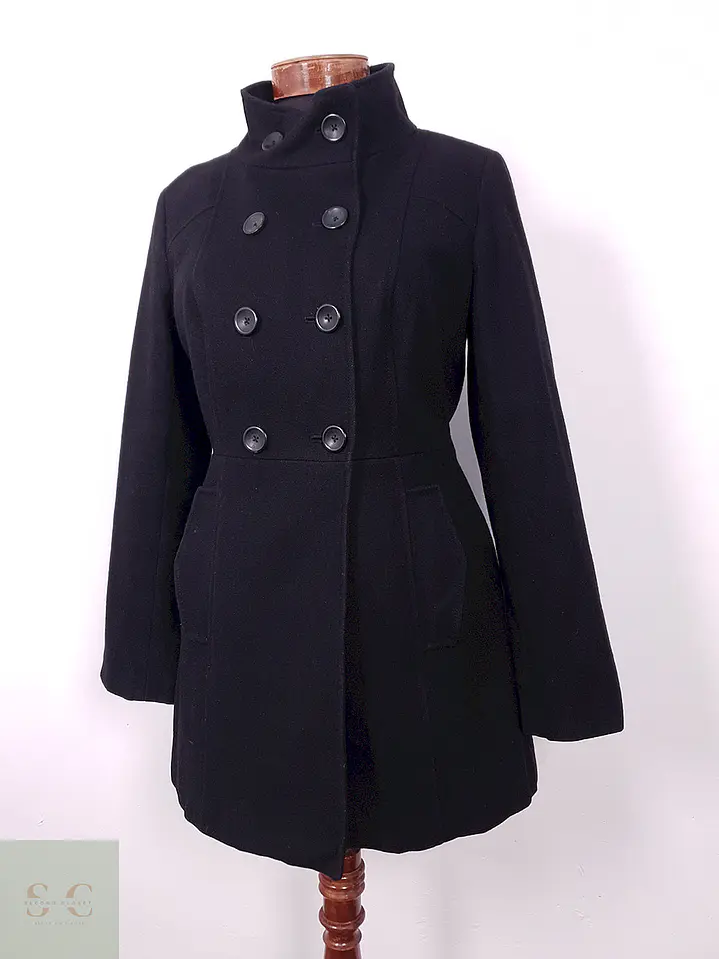 Abrigo Mujer Negro Cruzado Old Navy Lana – TALLA SM 3