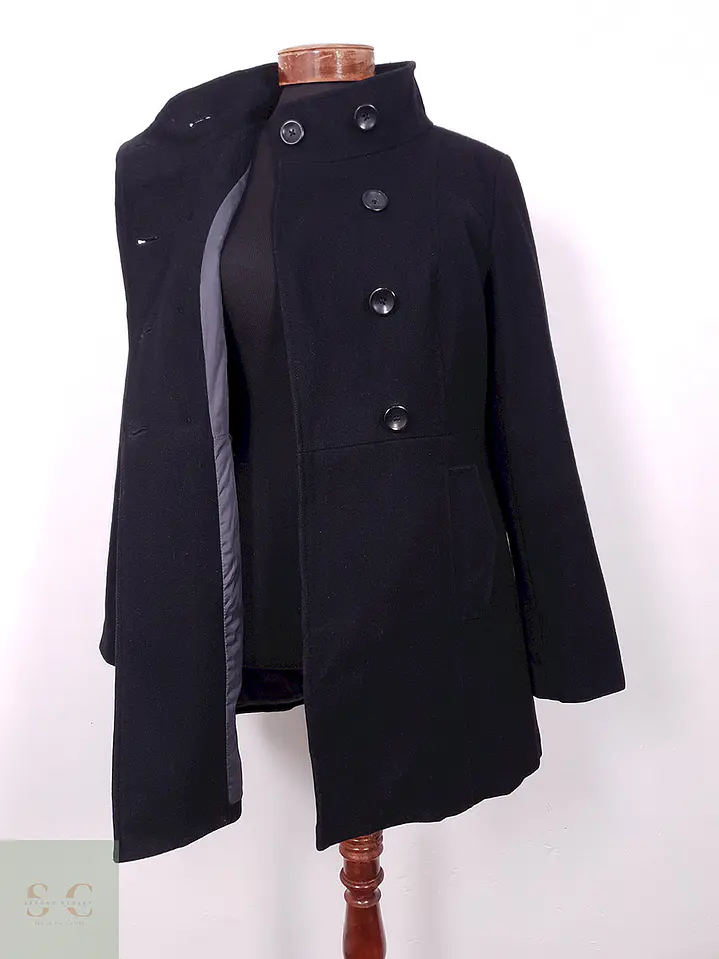 Abrigo Mujer Negro Cruzado Old Navy Lana – TALLA SM 4